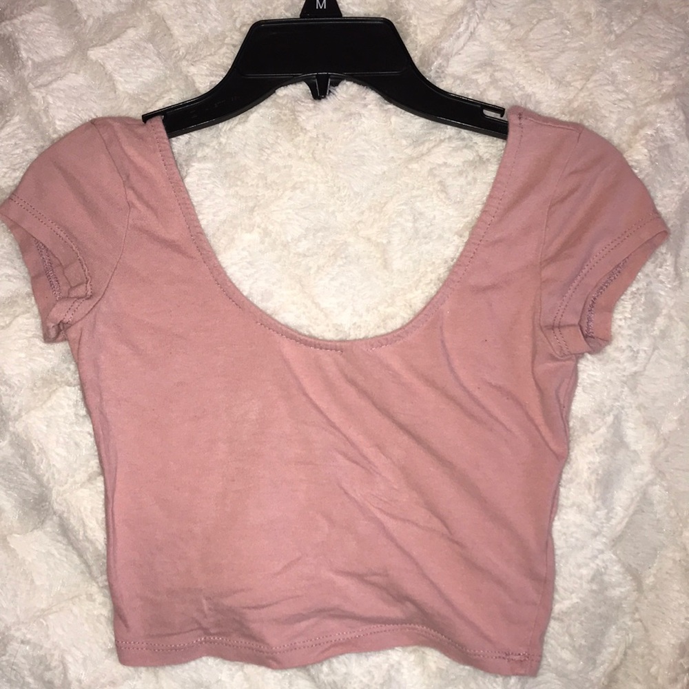 Pink scoop neck crop top
